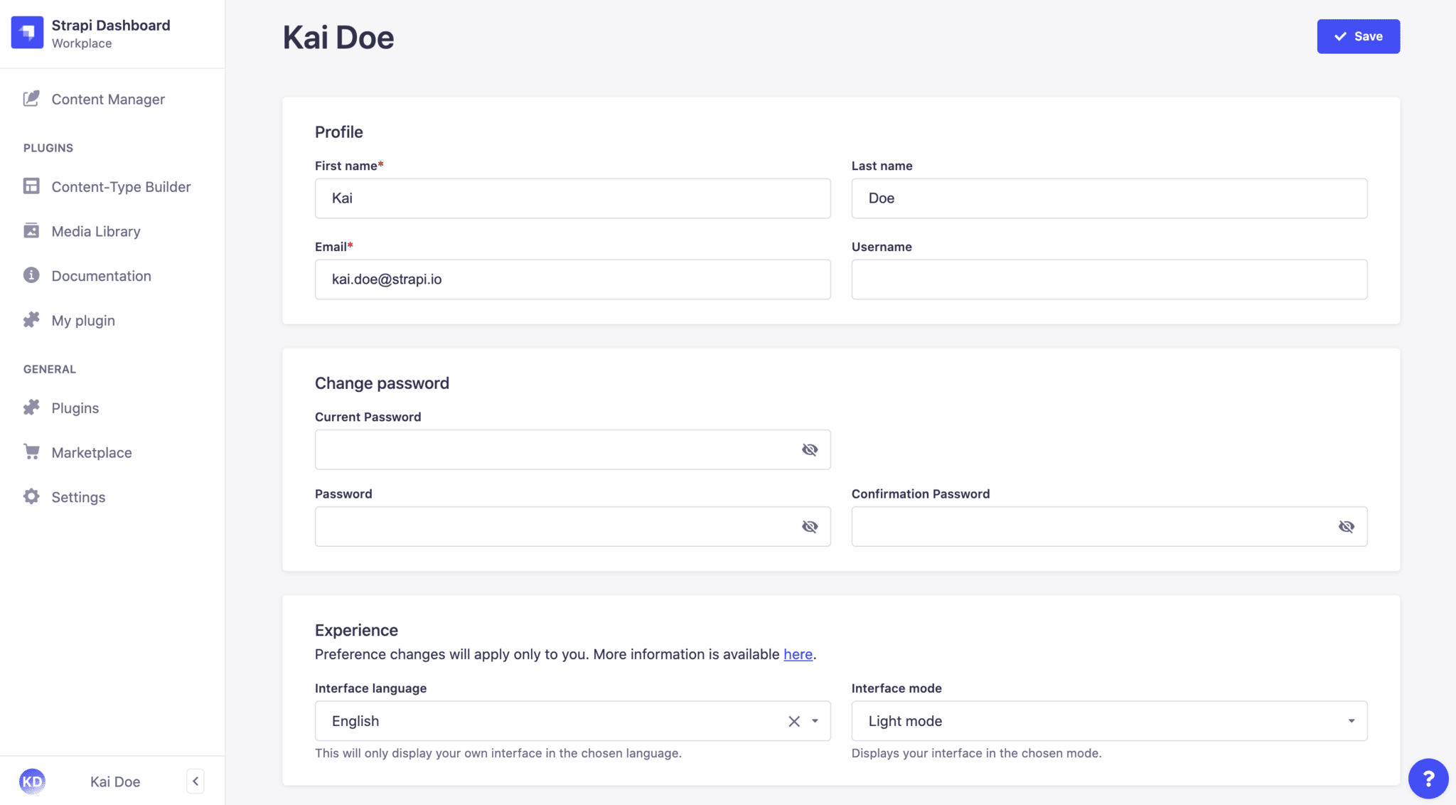 user information in STRAPI v4